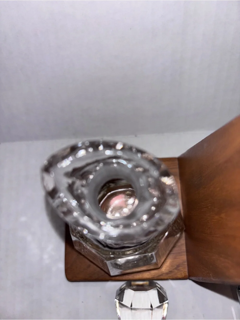 vintage Bohemia Glass Set with Wooden Stand